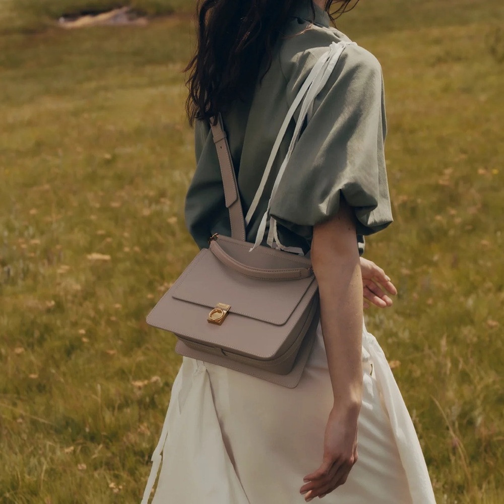 Polène Taupe Leather Crossbody Bag with Gold Hardware - Picture 5 of 9